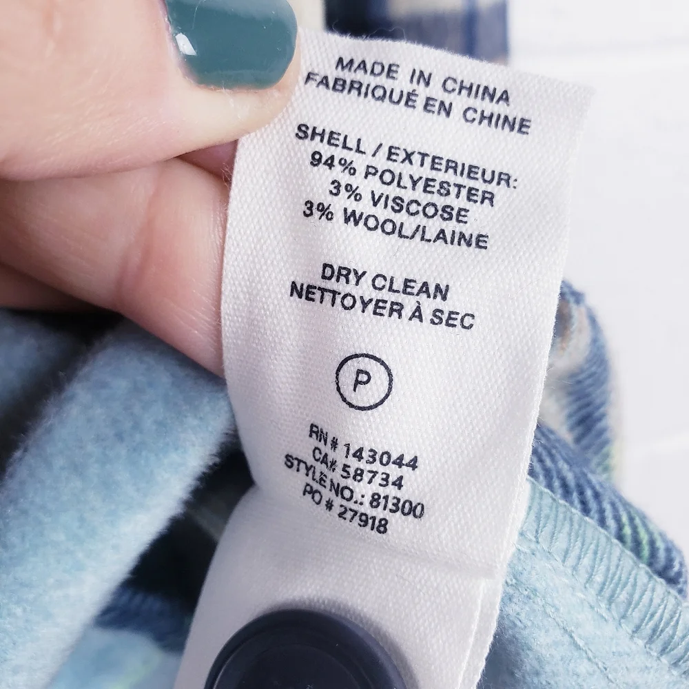 AVEC LES FILLES Oversized Plaid Button Front‎ Fleece Shacket Blue Women's  Small